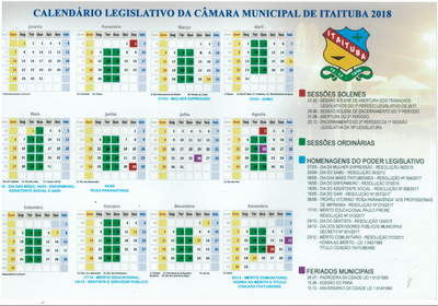 CALENDÁRIO DO LEGISLATIVO MUNICIPAL