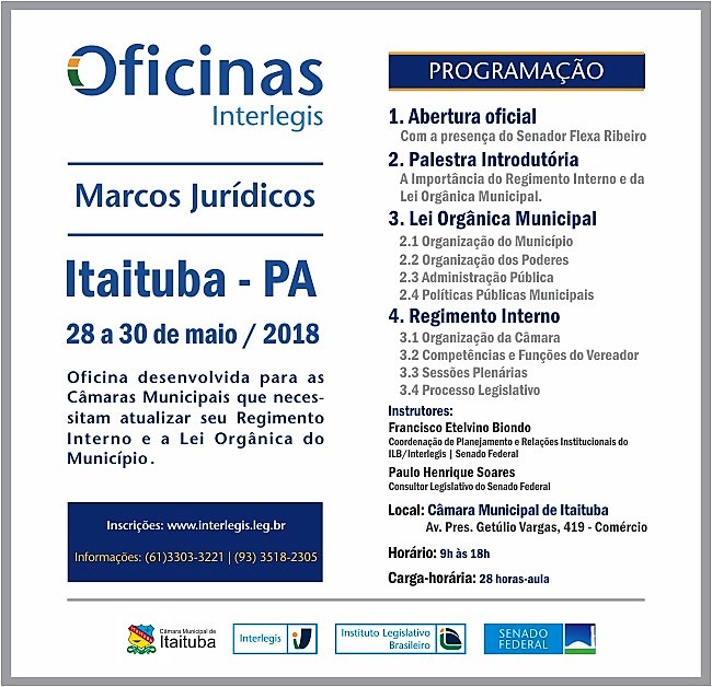 CÂMARA MUNICIPAL SEDIARÁ OFICINA DO INTERLEGIS EM ITAITUBA-PA 